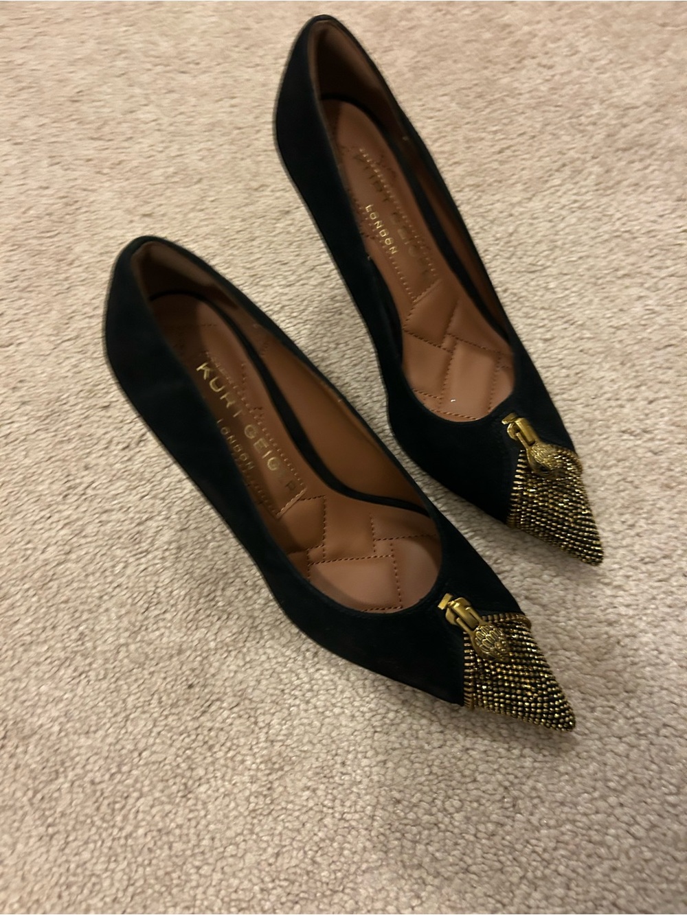 Kurt Geiger Black Suede Zip Pumps